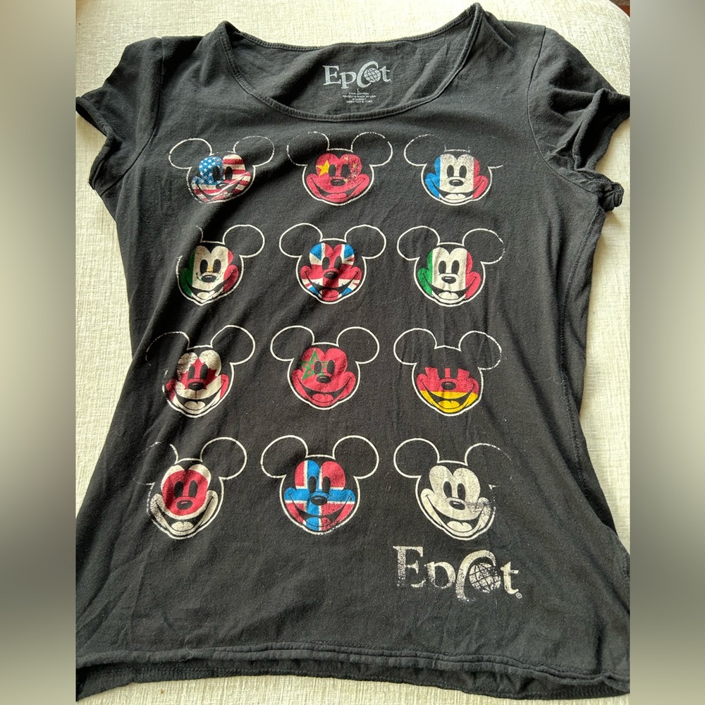 Disney Black Mickey Mouse Cap Sleeve Tee